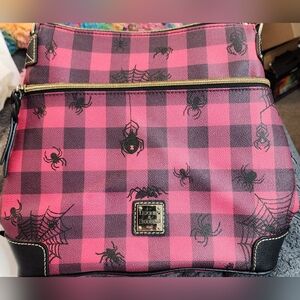 SOLD-CUSTOMIZED Dooney & Bourke Pink Plaid Backpack with Spider Webs